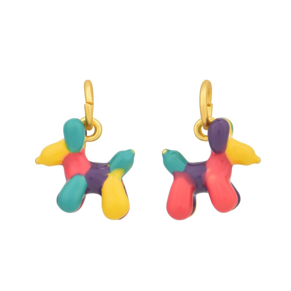 3185 Pack of 10 PCS Balloon Dogs 3D Enamel Charms Matte Gold Plated Kawaii